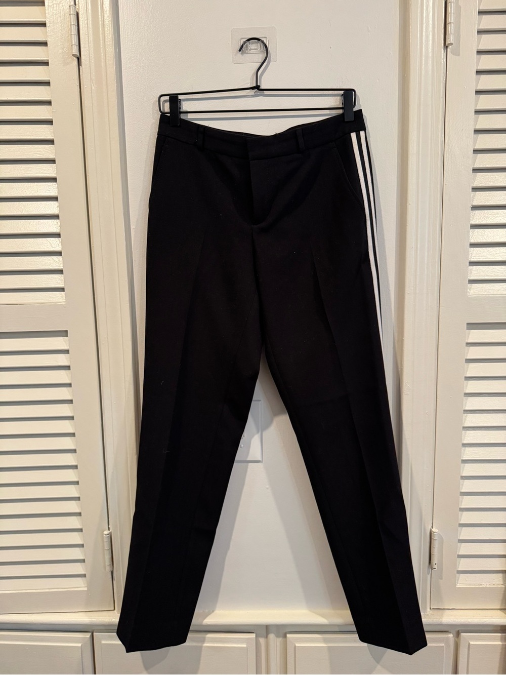 Banana Republic Avery Tuxedo Stripe Cropped Ankle Pants Women size 4 long black